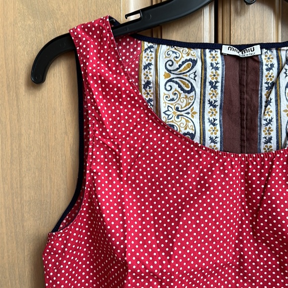 Vintage new Miu Miu 90's Y2K boho cottagecore paisley polka dot boxy crop tank - Picture 2 of 11